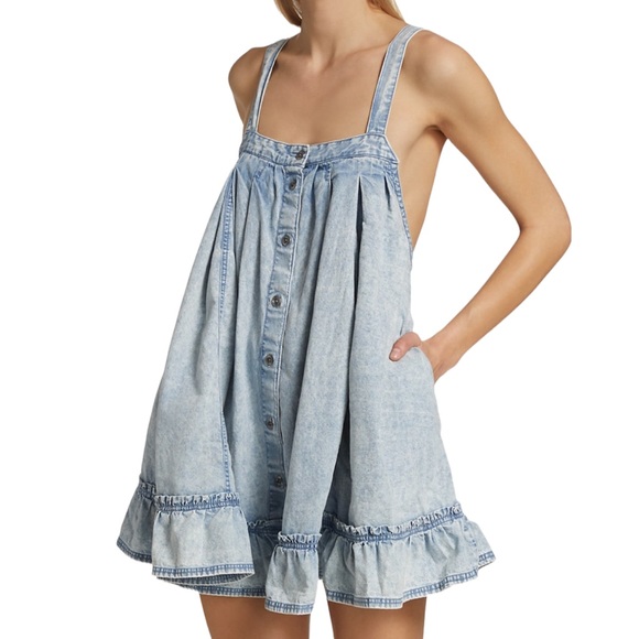 Free People Dresses & Skirts - Free People Wild One Denim Mini Dress Acid Wash Small